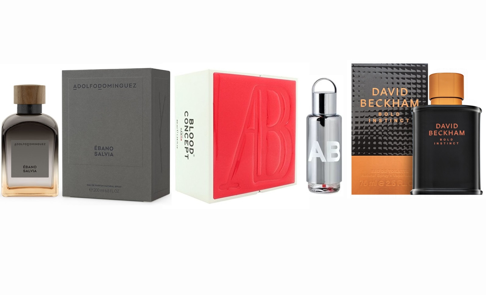 PACK 3 PERFUMES PARA HOMBRE: AGUA FRESCA EBANO SALVIA EDP 120ML @ + DAVID BECKHAM BOLD INSTINCT MAN EDP (PARFUM) 75 ML @ + BLOOD CONCEPT AB EDP 40 ML VAPO REGULAR