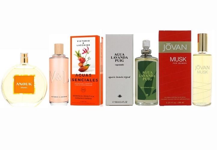 LOTE 16 DE MUJER: AGUA DE LAVANDA DE PUIG 100 ML @ + PUIG ANOUK EDT 100 ML ML @ + JOVAN MUSK WOMAN EDT 100 ML @ + V&L ENERGIA POSITIVA 250 ML @