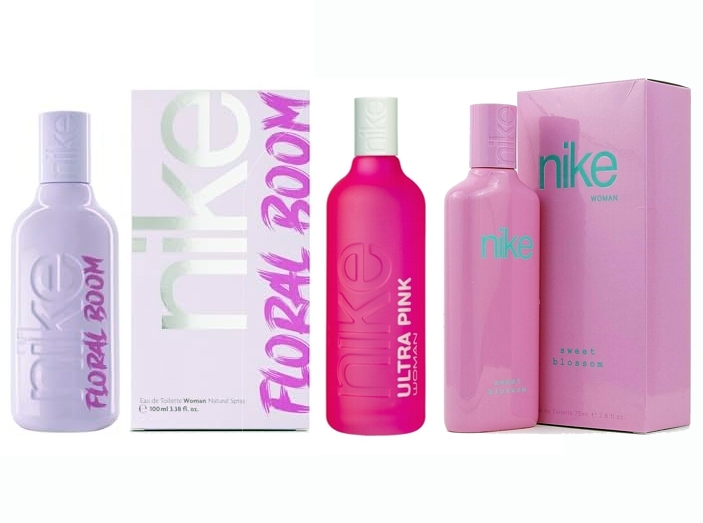 3x1 NIKE WOMAN: SWEET BLOSSOM 75 ML (Sin caja) + ULTRA PINK WOMAN EDT 100 ML (Sin caja) + WOMAN FLORAL BLOOM EDT 100 ML @ (Sin caja)